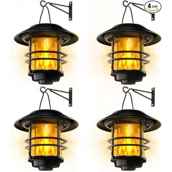 Solar Wall Lantern Outdoor, Flickering Flames Solar Sconce Lights - Picture 7 of 7